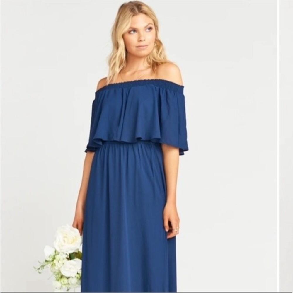 NWT Show Me Your Mumu Hacienda Maxi Dress Rich Navy Crisp Size Small - Picture 6 of 10